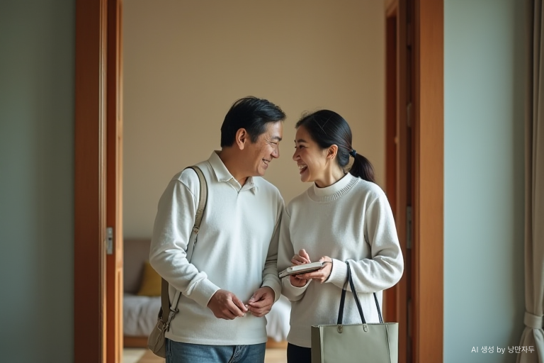 A Korean couple enjoying a balanced day after retirement