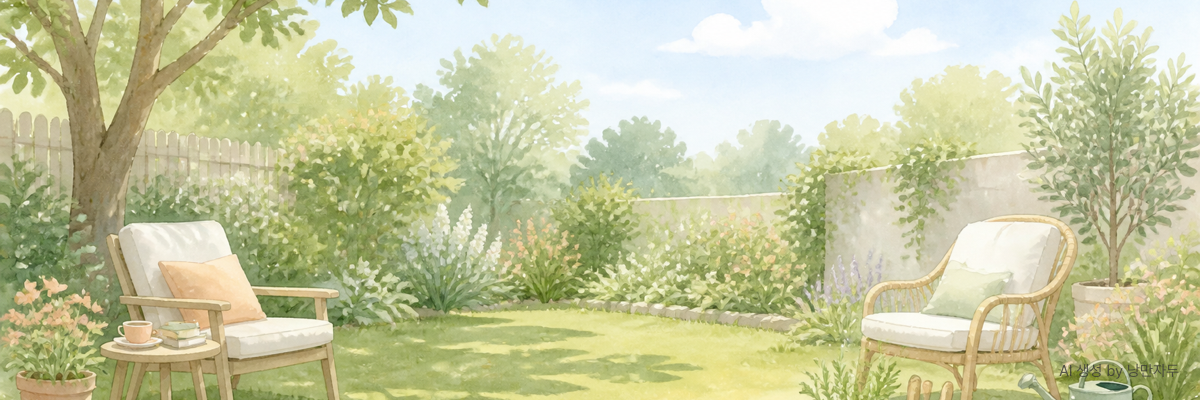 Illustration of a calm landscape that calms the mind at the end of writing