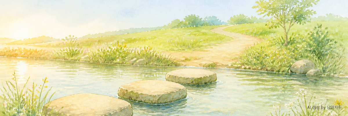 Illustration of a calm landscape that calms the mind at the end of writing